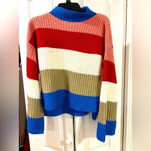 Colorful Striped Turtleneck Sweater